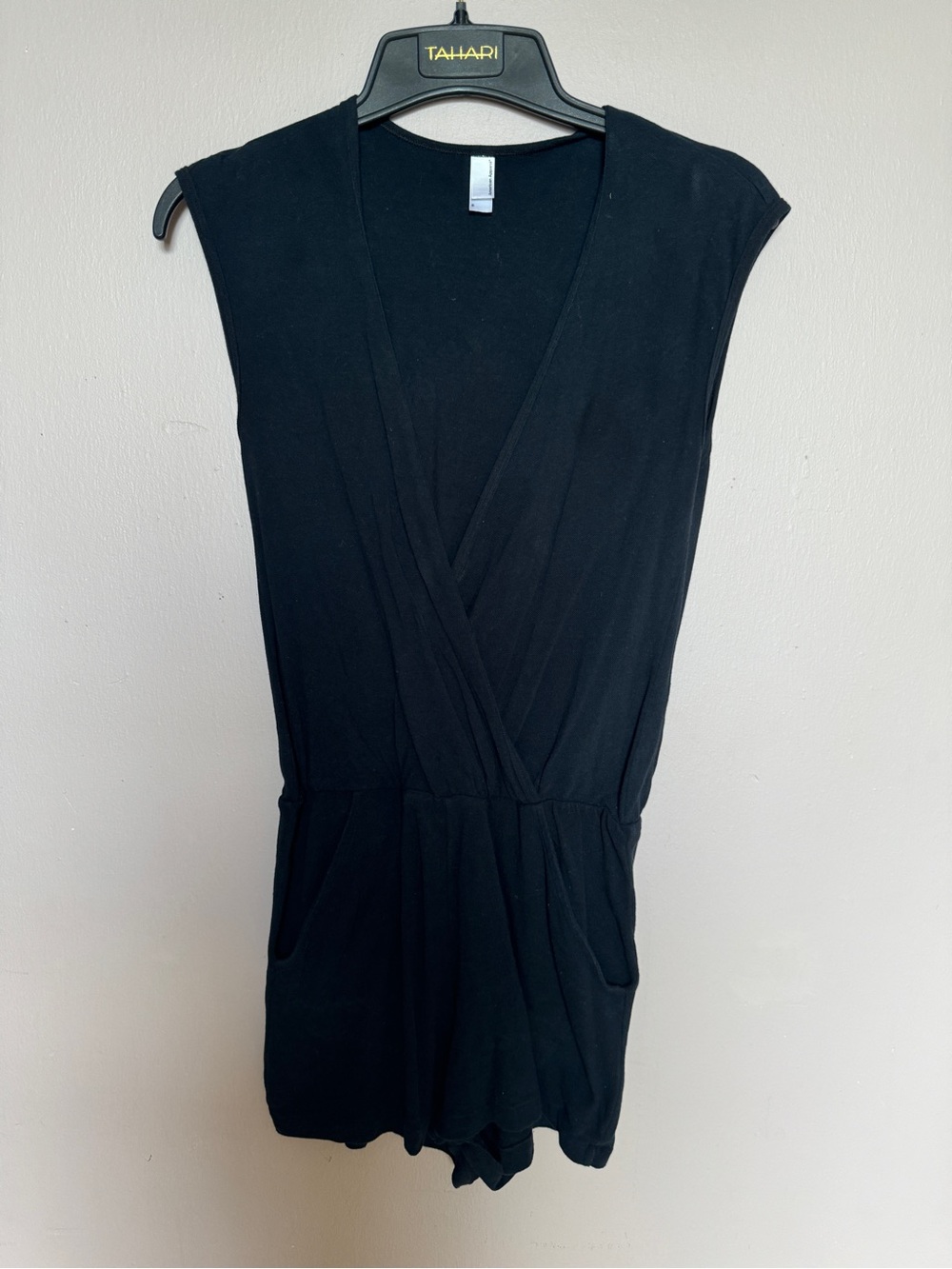 American Apparel Black Sleeveless V-Neck Mini Romper